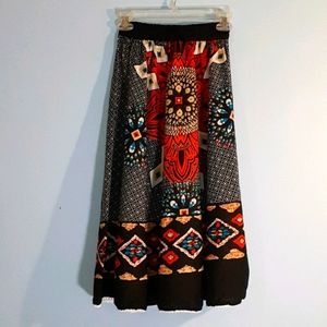 Black Tan White Tribal Print Skirt Size S/M